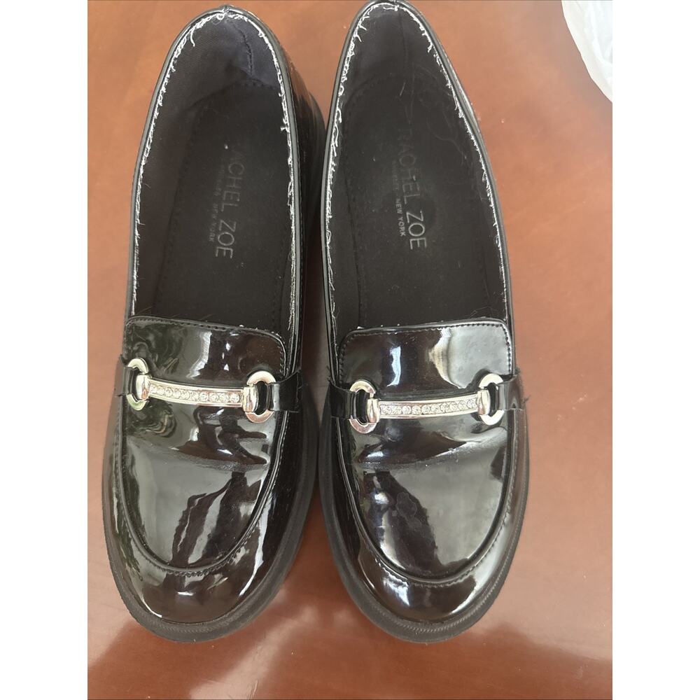 Rachel Zoe Kids Size 4 Girls Patent Glossy Oxford Loafers Black